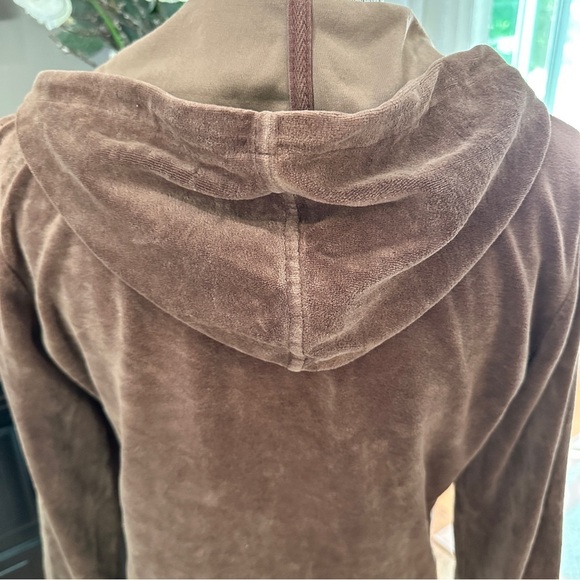 Retro Y2K Daisy Fuentes Brown Velour Zip Hoodie Lace Trim Size M - Picture 13 of 14